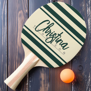 Mid-Century Polo Banner Sage Green Painted Name Ping Pong Paddle
