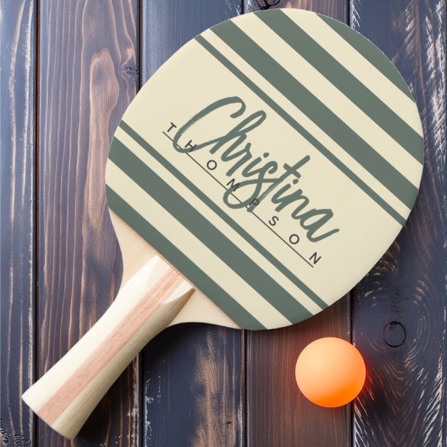 Mid-Century Polo Banner Warm Gray Painted Name Ping Pong Paddle (Creator Uploaded)