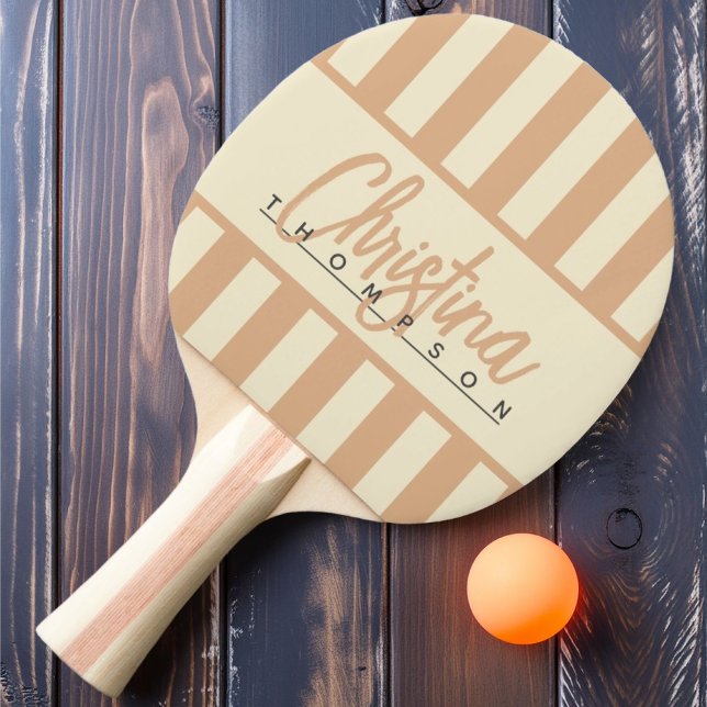 Mid-Century Polo Candy Striping Peach Kiss Name Ping Pong Paddle (Creator Uploaded)