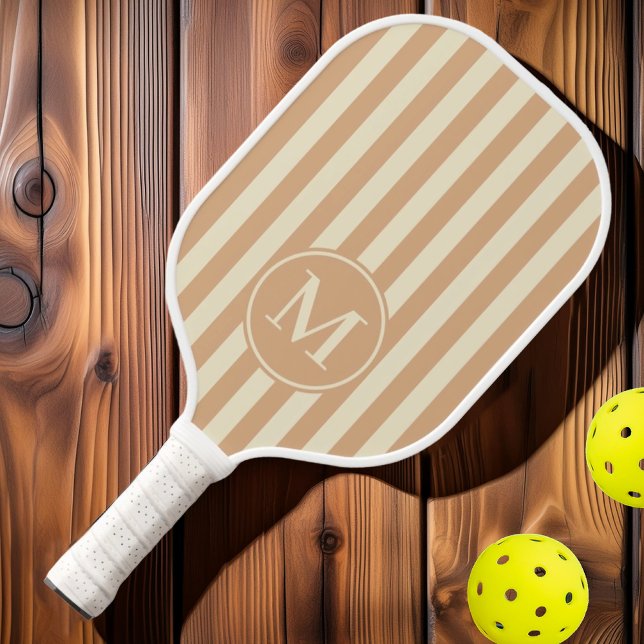 Mid-Century Polo Striping Peach Kiss Monogram Pickleball Paddle (Creator Uploaded)