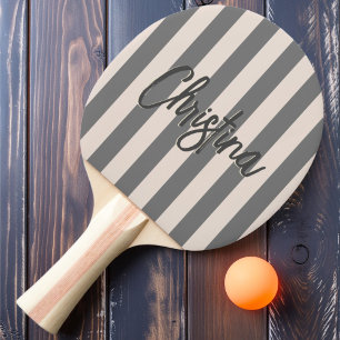 Mid-Century Polo Striping Sandcastle Pink Painted Ping Pong Paddle