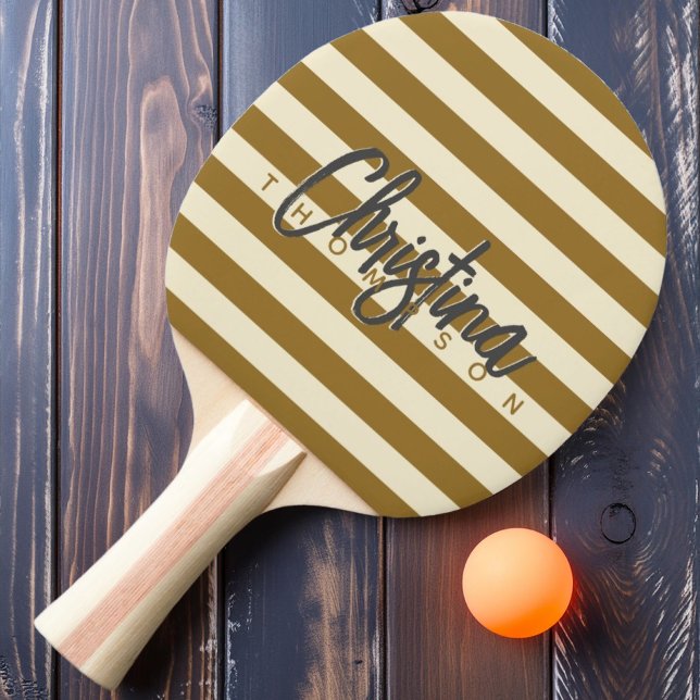 Mid-Century Polo Warm Desert Painted Name Ping Pong Paddle (Creator Uploaded)