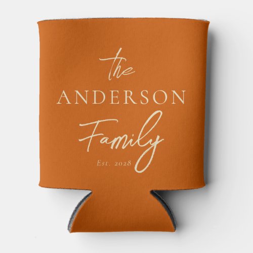Mid-Century Pumpkin Hand Written Family Name Can Cooler