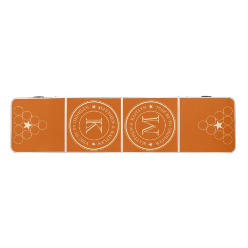 Mid-Century Pumpkin Wedding Monogram Star Beer Pong Table