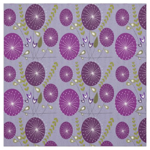 Mid_Century Purple Flower Clocks Fabric