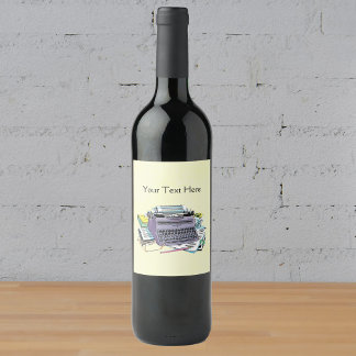 Mid Century Purple Typewriter for Writers Yellow Wine Label