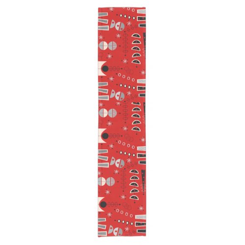 Mid-Century Red Abstract  Short Table Runner