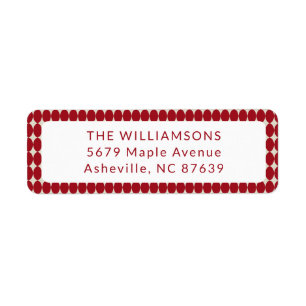 Mid Century Red Baubles Christmas Return Address Label
