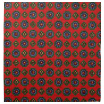 Mid-century Red Round Paisley Pattern Napkin by camcguire at Zazzle