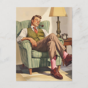 Mid-Century Relaxation: A Gentleman’s Repose Postcard