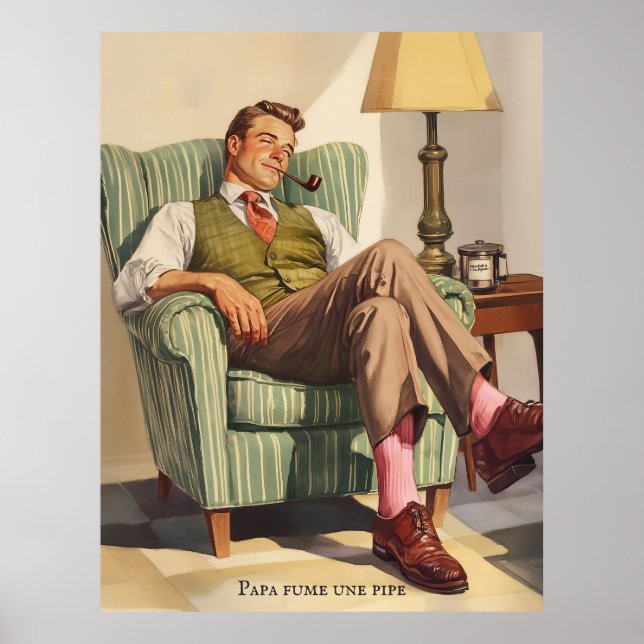 Mid-Century Relaxation: A Gentleman’s Repose Poster (Front)