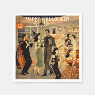Mid Century Retro 40s Halloween Martini Party Napkins