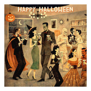 Mid Century Retro 40s Halloween Martini Party Photo Print