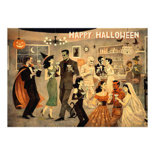 Mid Century Retro 40s Halloween Martini Party Photo Print