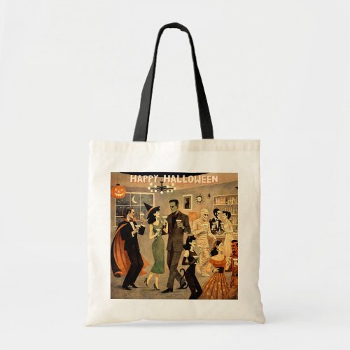 Mid Century Retro 40s Halloween Martini Party Tote Bag