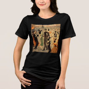 Mid Century Retro 40s Halloween Martini Party Tri-Blend Shirt