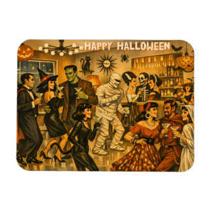 Mid Century Retro 50s Halloween Martini Party Magnet