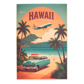 Mid Century Retro 50s Hawaii Travel Tourism Art