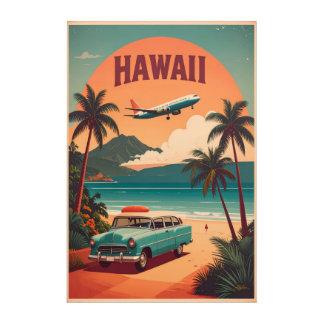 Mid Century Retro 50s Hawaii Travel Tourism Art