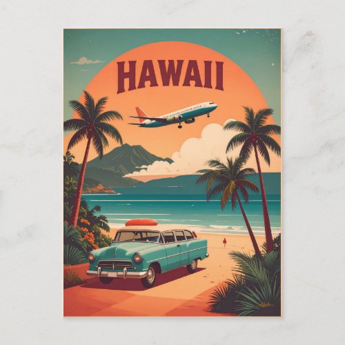 Mid Century Retro 50s Hawaii Travel Tourism Art Postcard