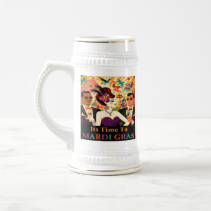 Mid Century Retro 60s Mardi Gras Cocktail Party Beer Stein