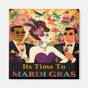 Mid Century Retro 60s Mardi Gras Cocktail Party Magnet