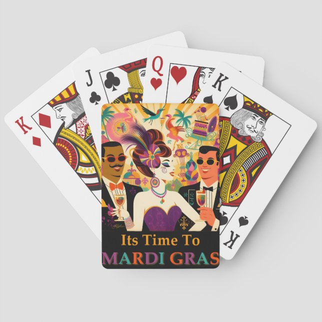 Mid Century Retro 60s Mardi Gras Cocktail Party Poker Cards (Back)