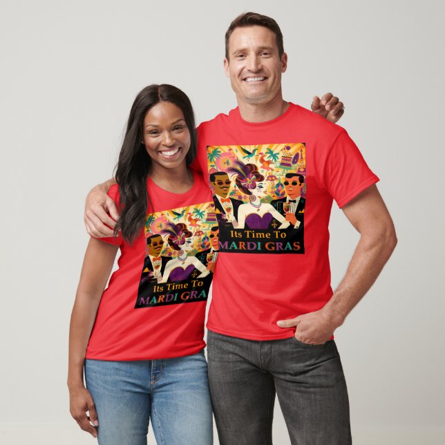 Mid Century Retro 60s Mardi Gras Cocktail Party T-Shirt (Unisex)