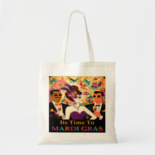 Mid Century Retro 60s Mardi Gras Cocktail Party Tote Bag