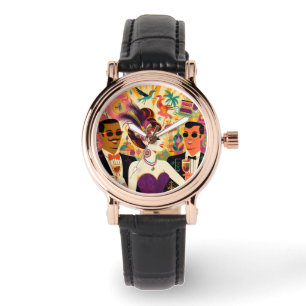 Mid Century Retro 60s Mardi Gras Cocktail Party Watch