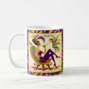 Mid Century Retro 60s Mardi Gras Martini Woman Coffee Mug