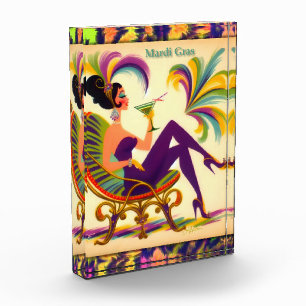 Mid Century Retro 60s Mardi Gras Martini Woman Photo Block