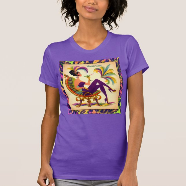 Mid Century Retro 60s Mardi Gras Martini Woman T-Shirt (Front)
