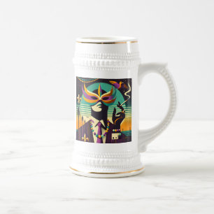 Mid Century Retro 60s Mardi Gras The Smoking Man Beer Stein