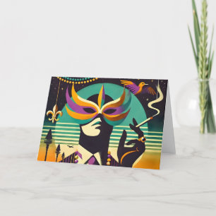 Mid Century Retro 60s Mardi Gras The Smoking Man Card