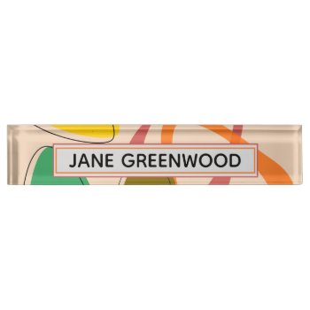 Mid Century Retro Atomic Personalized Desk Name Plate by JanesPatterns at Zazzle