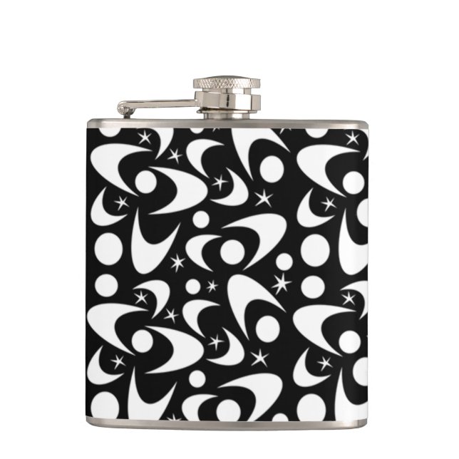 Mid Century Retro Boomerangs Flask (Front)
