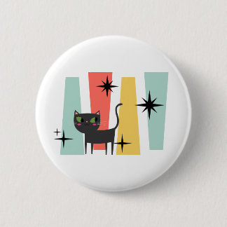 Mid Century Retro Cat Button