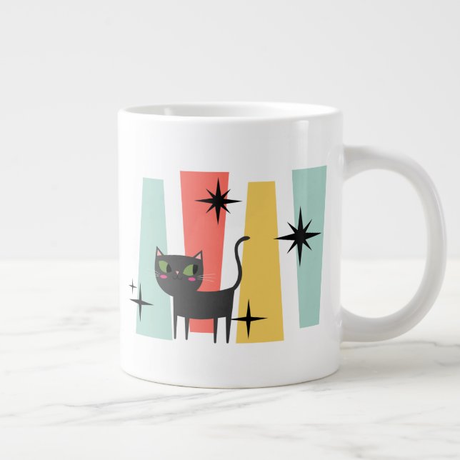 Mid Century Retro Cat  Giant Coffee Mug (Right)