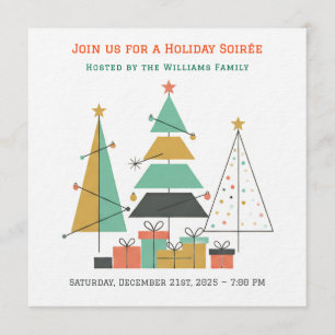 Mid-Century Retro Christmas Trees Invitation