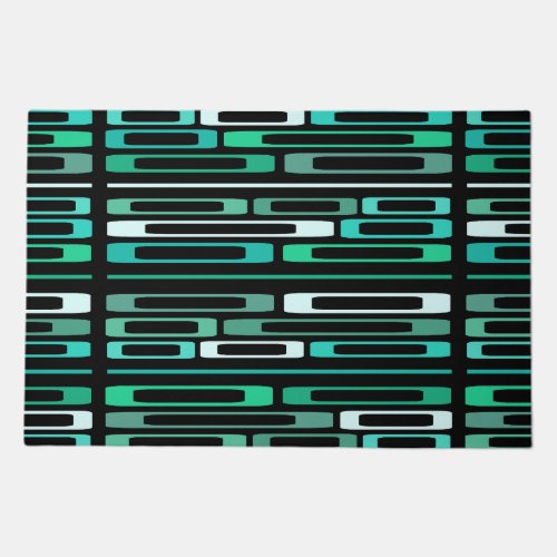 Mid Century Retro Flat Rocks Black Turquoise Doormat