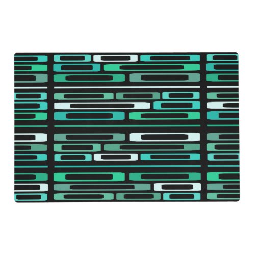 Mid Century Retro Flat Rocks Black Turquoise Placemat