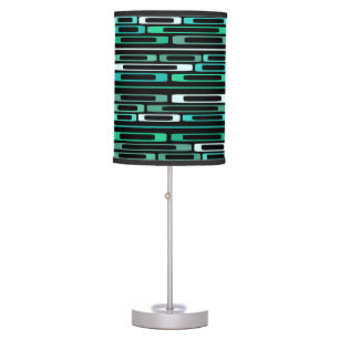 Mid Century Retro Flat Rocks Black Turquoise Table Lamp