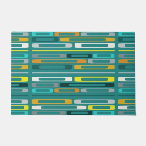 Mid Century Retro Flat Rocks Turquoise Doormat