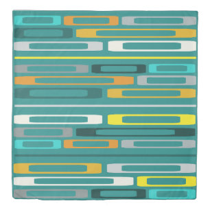 Mid Century Retro Flat Rocks Turquoise Duvet Cover
