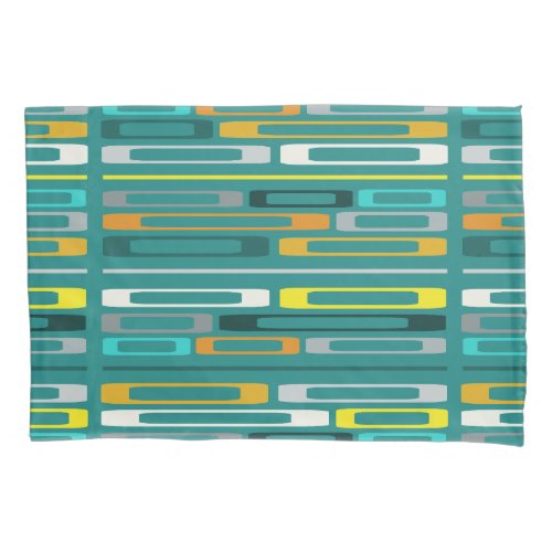 Mid Century Retro Flat Rocks Turquoise Pillow Case