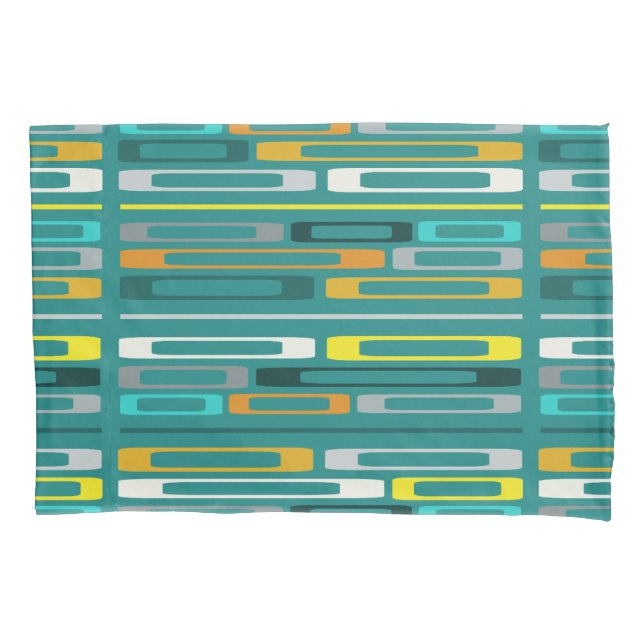 Mid Century Retro Flat Rocks Turquoise Pillow Case (Front)