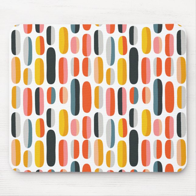 Mid Century Retro Geometric Abstract Pattern Mouse Pad (Front)