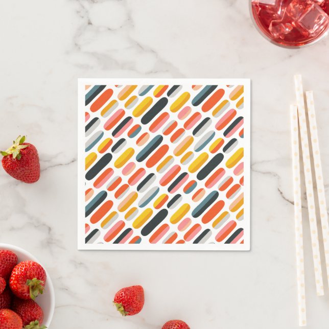 Mid Century Retro Geometric Abstract Pattern Napkins (Insitu)