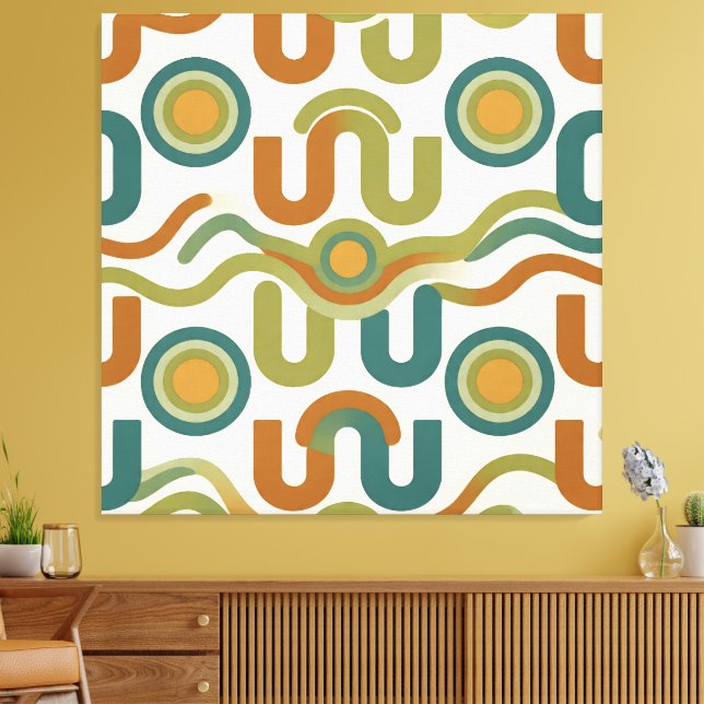 Mid-Century Retro Geometric Atomic Pattern Canvas Print (Insitu(LivingRoom))